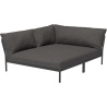 Level 2 sofa – left cozy corner – dark grey Basic fabric (98) + dark grey base (51) – Houe