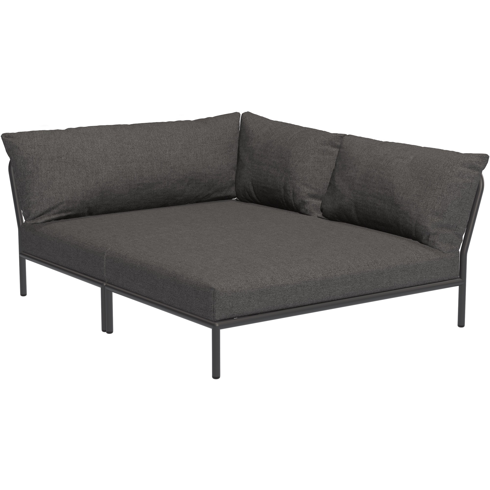 Level 2 sofa – right cozy corner – dark grey Basic fabric (98) + dark grey base (51) – Houe