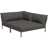 Level 2 sofa – right cozy corner – dark grey Basic fabric (98) + dark grey base (51) – Houe