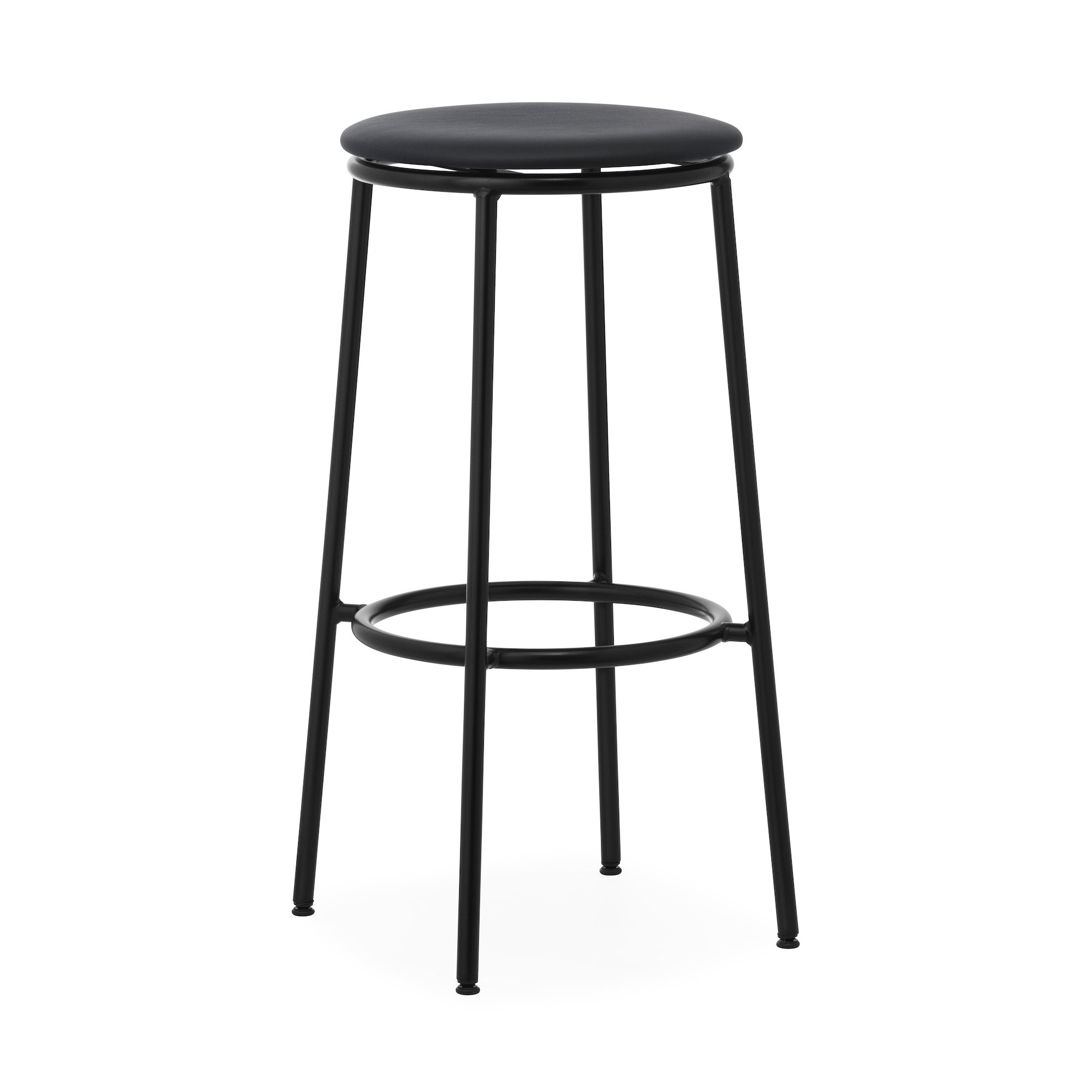 Circa Stool - Ultra Black leather seating - 75 cm - Normann Copenhagen