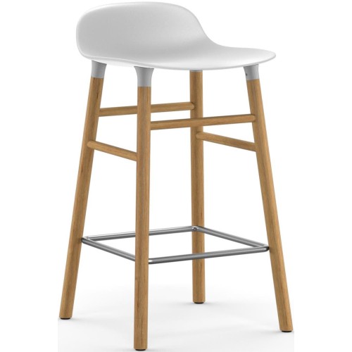 Tabouret de bar Form, pieds bois – Blanc + Chêne - Normann Copenhagen