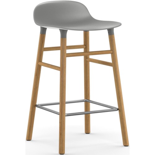 Form Barstool, wood legs – Grey + Oak - Normann Copenhagen