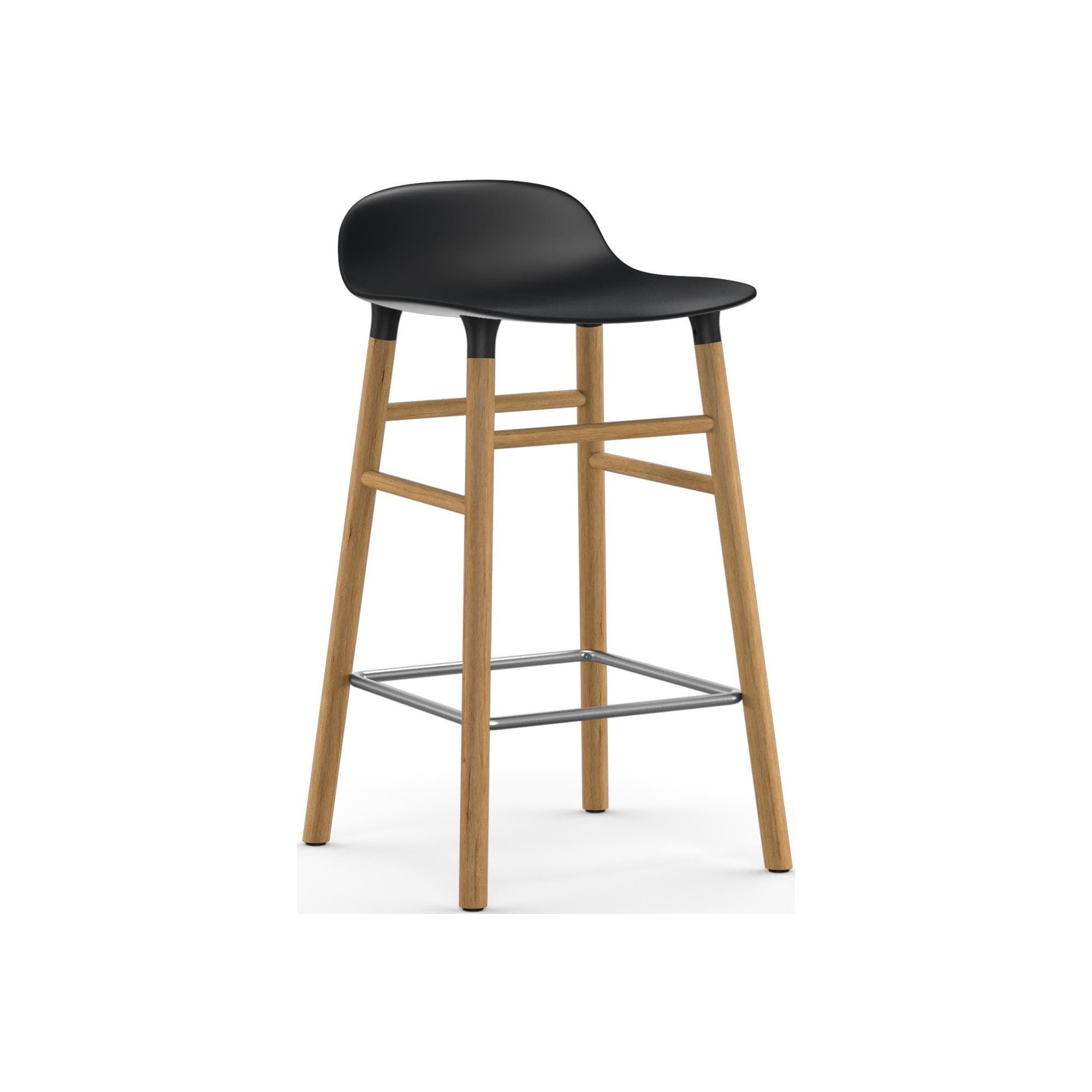 Form Barstool, wood legs – Black + Oak - Normann Copenhagen