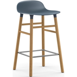 Form Barstool, wood legs – Blue + Oak - Normann Copenhagen