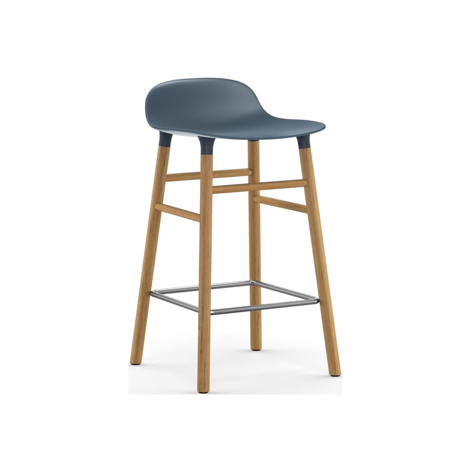 Form Barstool, wood legs – Blue + Oak - Normann Copenhagen