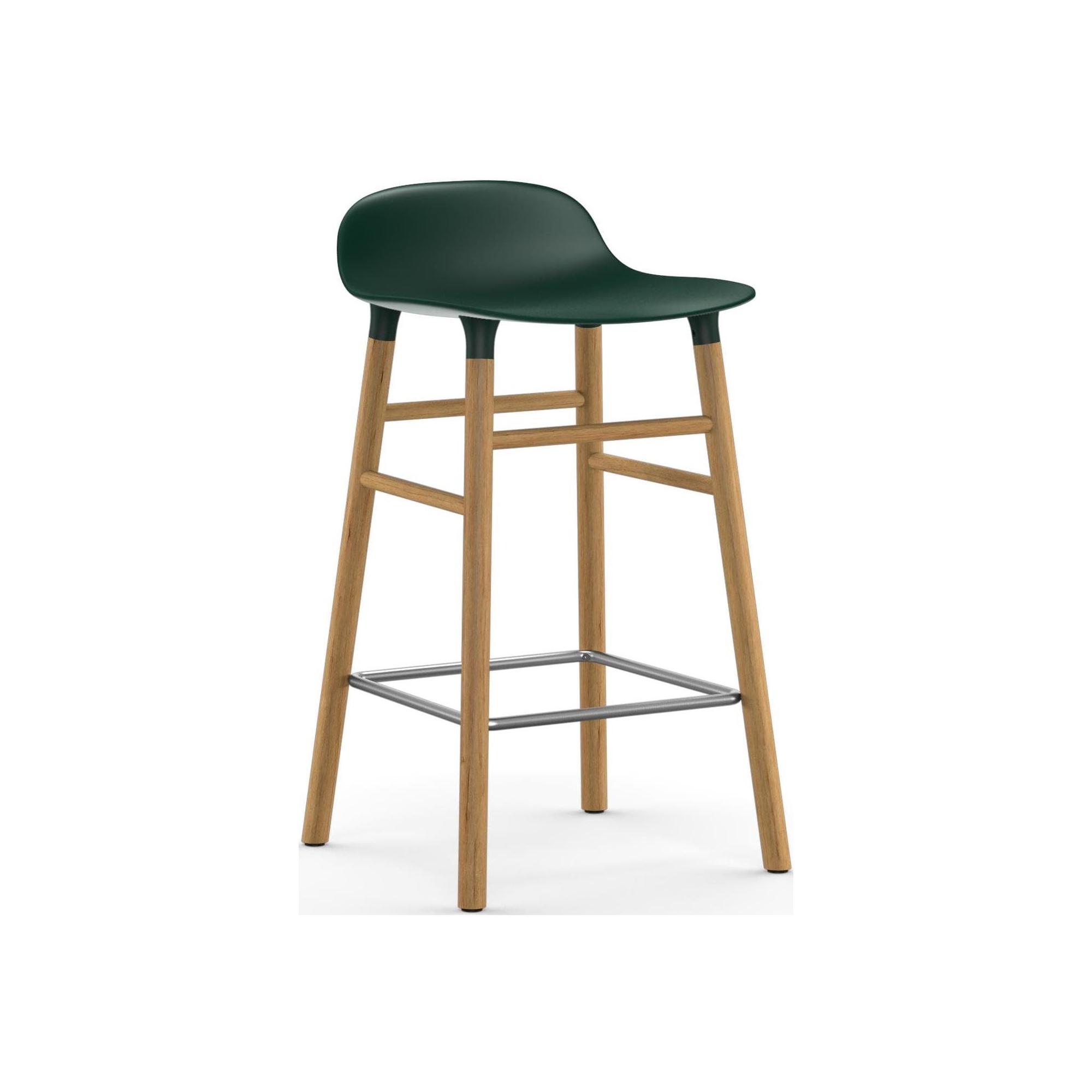 Tabouret de bar Form, pieds bois – Vert + Chêne - Normann Copenhagen