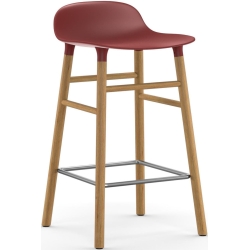 Form Barstool, wood legs – Red + Oak - Normann Copenhagen