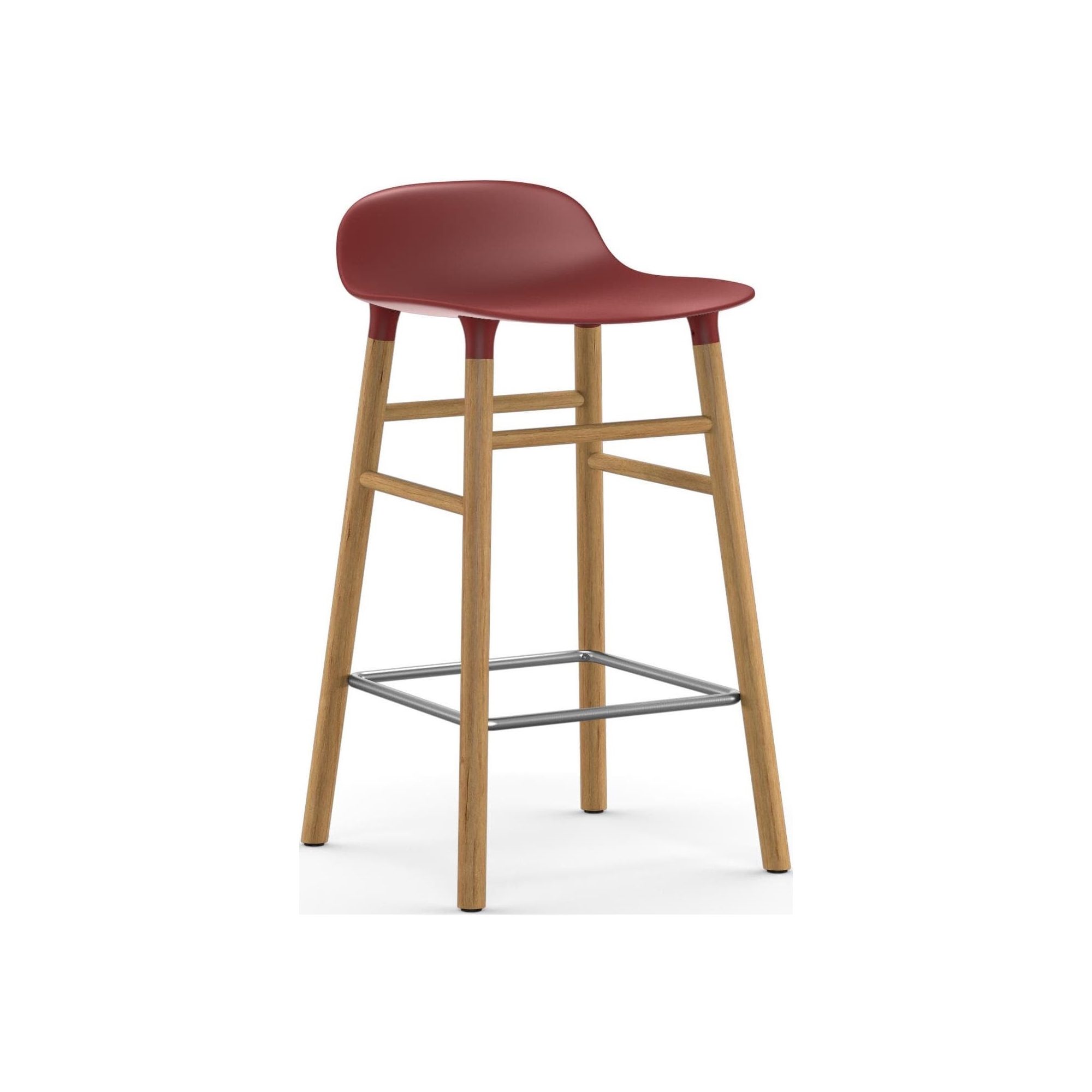 Form Barstool, wood legs – Red + Oak - Normann Copenhagen