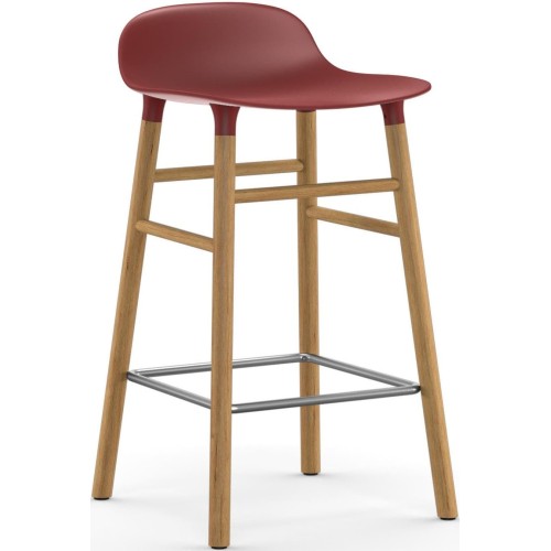 Form Barstool, wood legs – Red + Oak - Normann Copenhagen