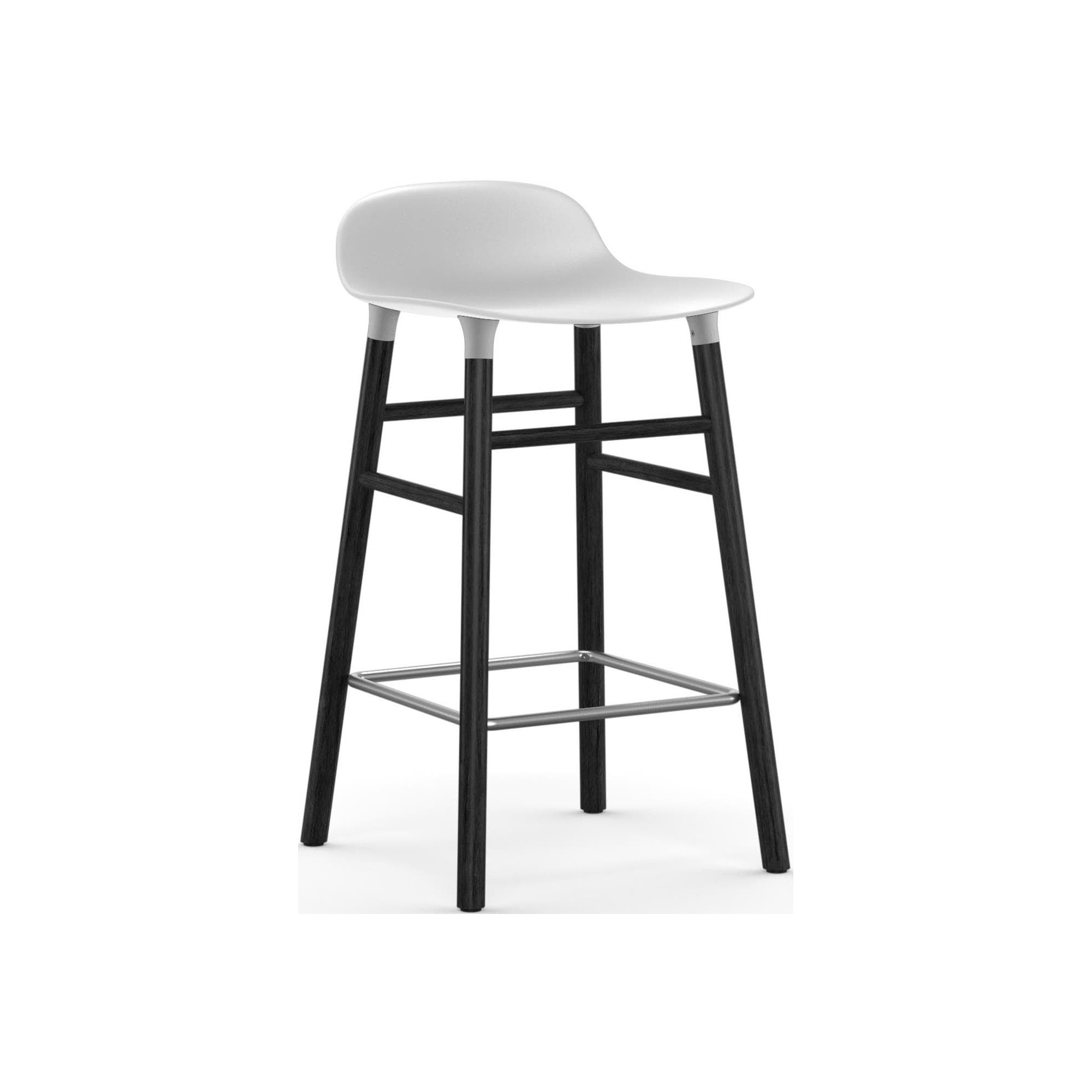 Form Barstool, wood legs – White + Black lacquered oak - Normann Copenhagen