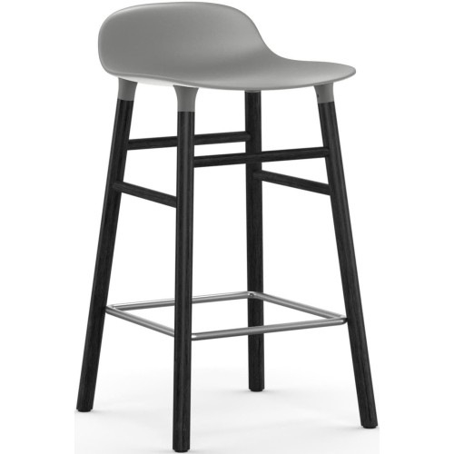 Tabouret de bar Form, pieds bois – Gris + Chêne peint en noir - Normann Copenhagen