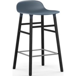 Tabouret de bar Form, pieds bois – Bleu + Chêne peint en noir - Normann Copenhagen