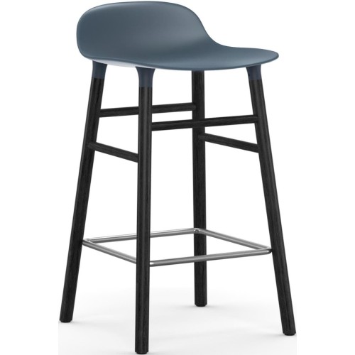 Form Barstool, wood legs – Blue + Black lacquered oak - Normann Copenhagen