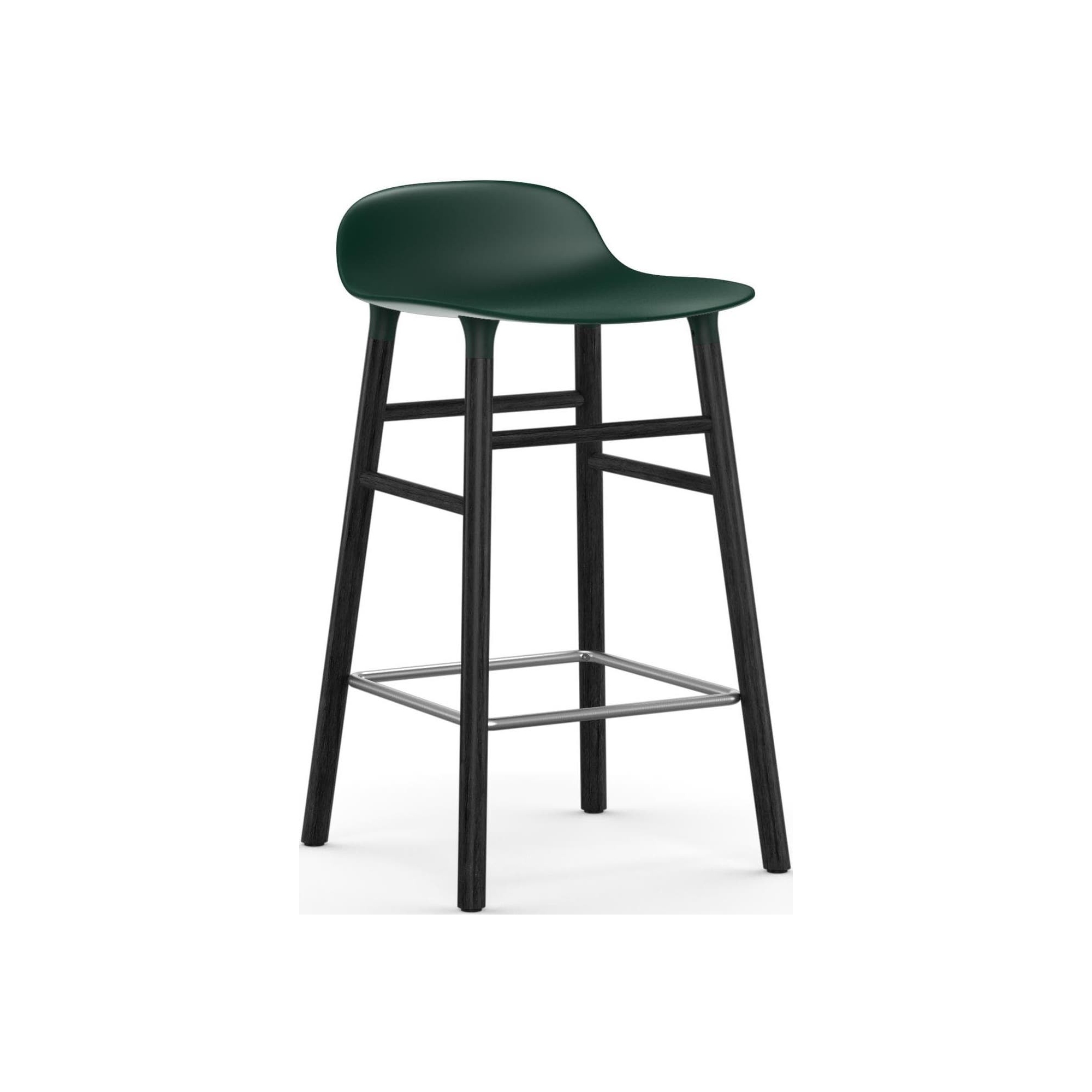 Tabouret de bar Form, pieds bois – Vert + Chêne peint en noir - Normann Copenhagen