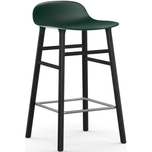 Tabouret de bar Form, pieds bois – Vert + Chêne peint en noir - Normann Copenhagen