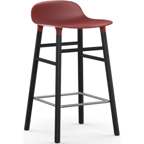 Form Barstool, wood legs – Red + Black lacquered oak - Normann Copenhagen