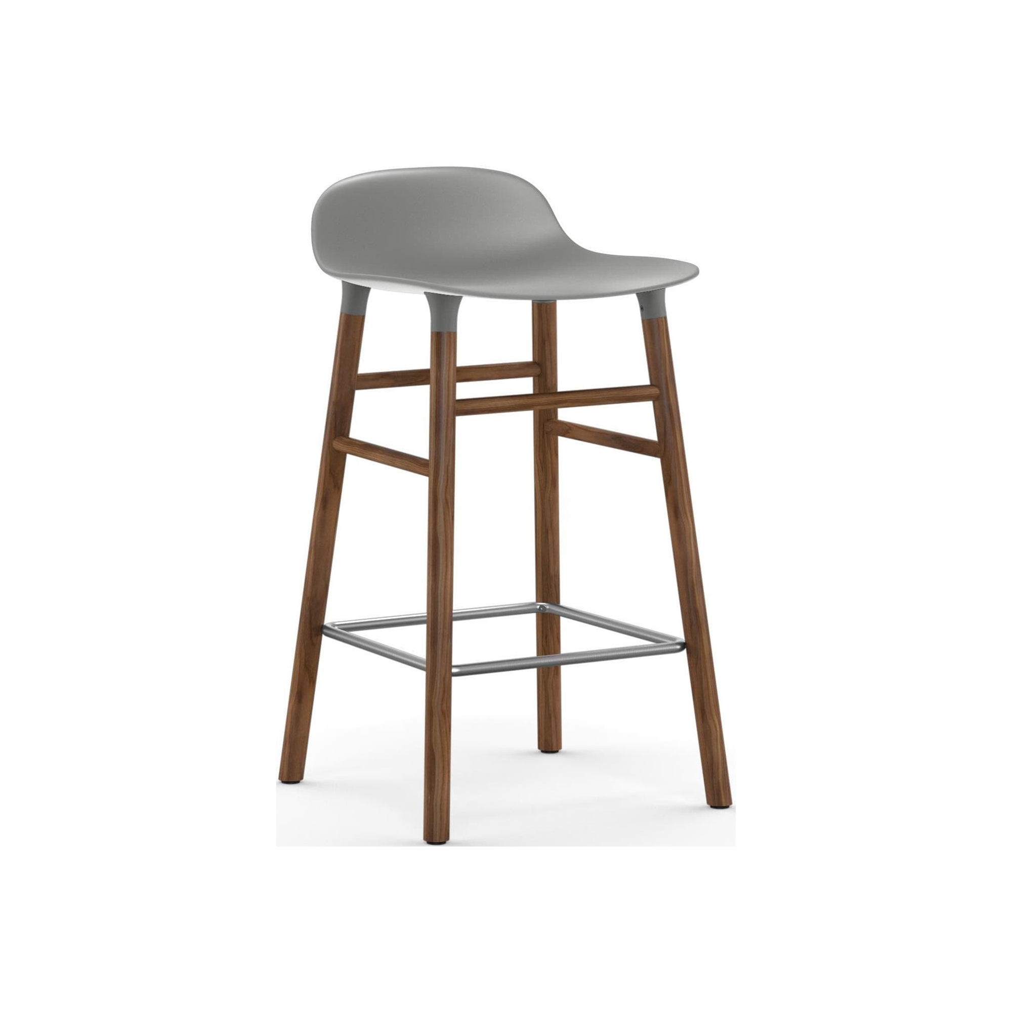 Form Barstool, wood legs – Grey + Walnut - Normann Copenhagen