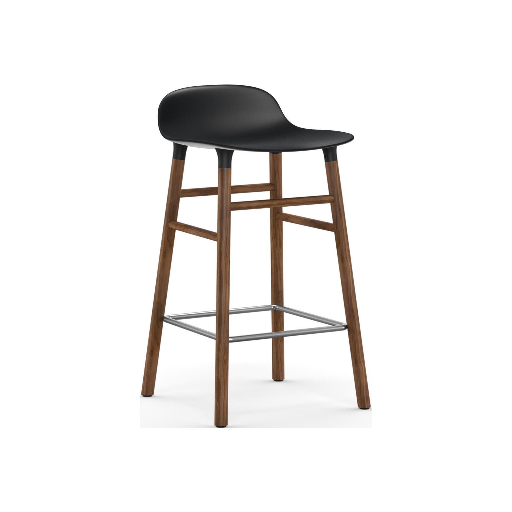 Form Barstool, wood legs – Black + Walnut - Normann Copenhagen