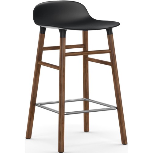 Tabouret de bar Form, pieds bois – Noir + Noyer - Normann Copenhagen