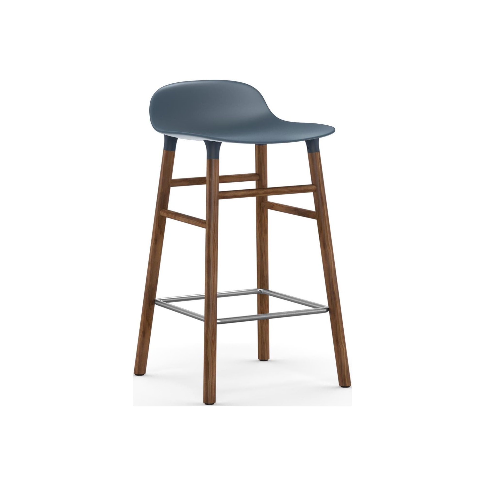 Form Barstool, wood legs – Blue + Walnut - Normann Copenhagen