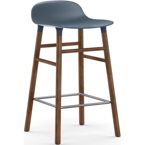 Form Barstool, wood legs – Blue + Walnut - Normann Copenhagen