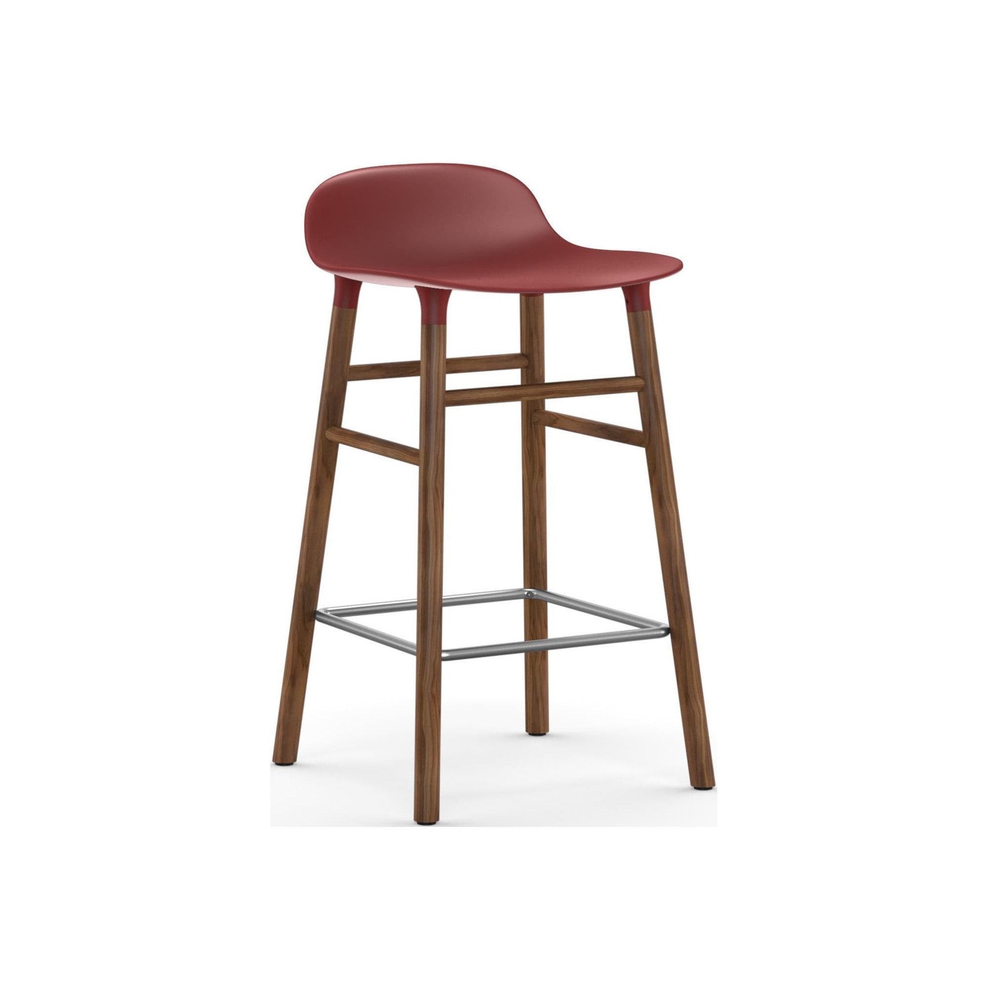 Form Barstool, wood legs – Red + Walnut - Normann Copenhagen