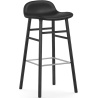 Form Barstool, wood legs – Ultra Black leather + Black lacquered oak - Normann Copenhagen