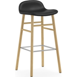 Form Barstool, wood legs – Ultra Black leather + Oak - Normann Copenhagen