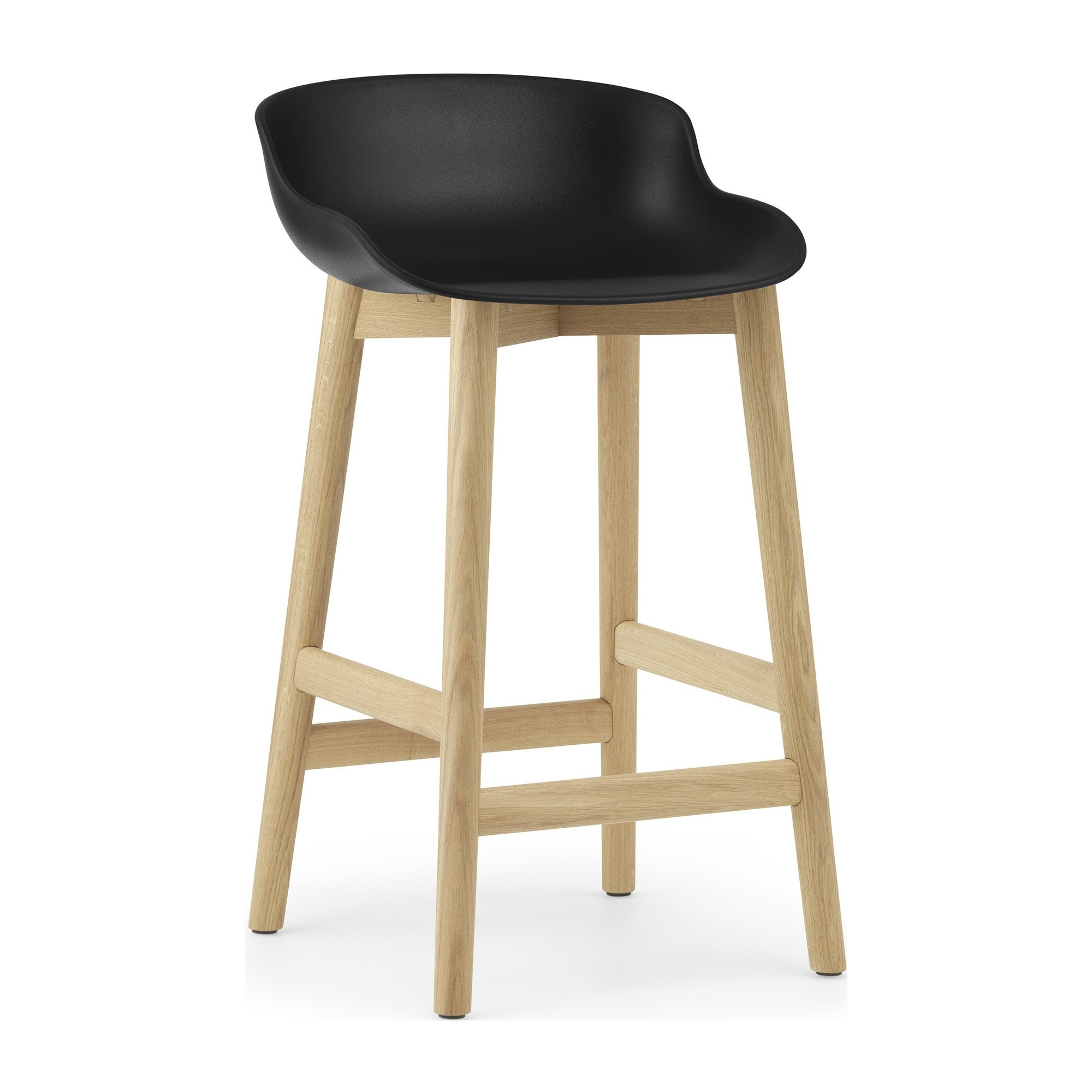 Tabouret de bar Hyg, pieds bois – Noir + Chêne - Normann Copenhagen