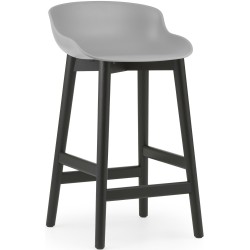 Hyg Barstool, wood legs – Grey + Black lacquered oak - Normann Copenhagen