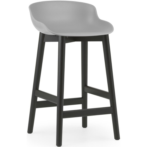 Hyg Barstool, wood legs – Grey + Black lacquered oak - Normann Copenhagen