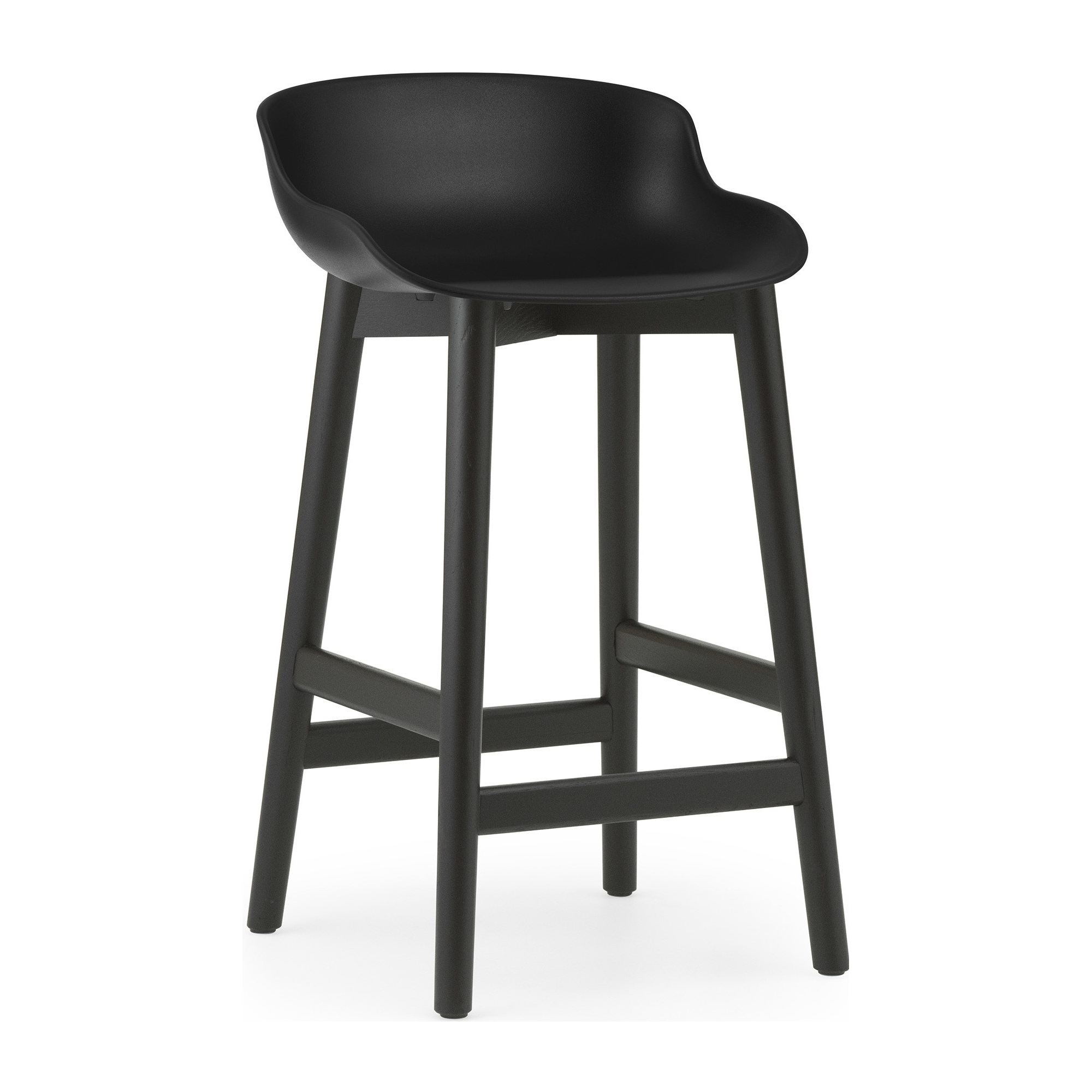 Hyg Barstool, wood legs – Black + Black lacquered oak - Normann Copenhagen