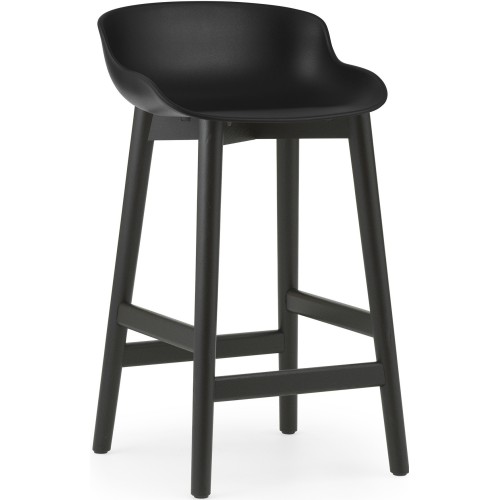 Hyg Barstool, wood legs – Black + Black lacquered oak - Normann Copenhagen