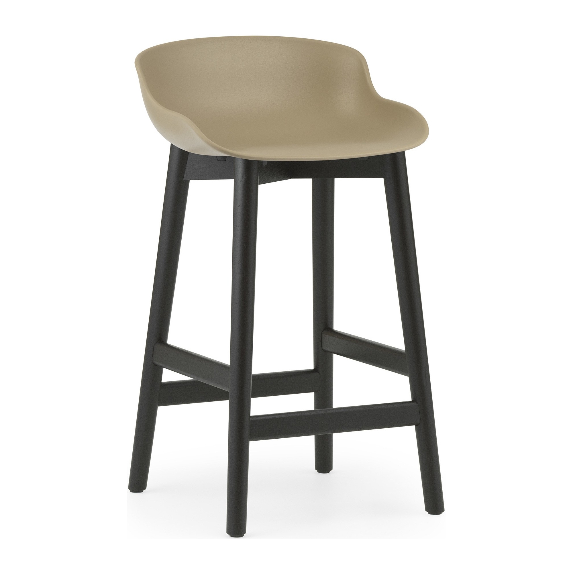 Tabouret de bar Hyg, pieds bois – Sand + Chêne peint en noir - Normann Copenhagen