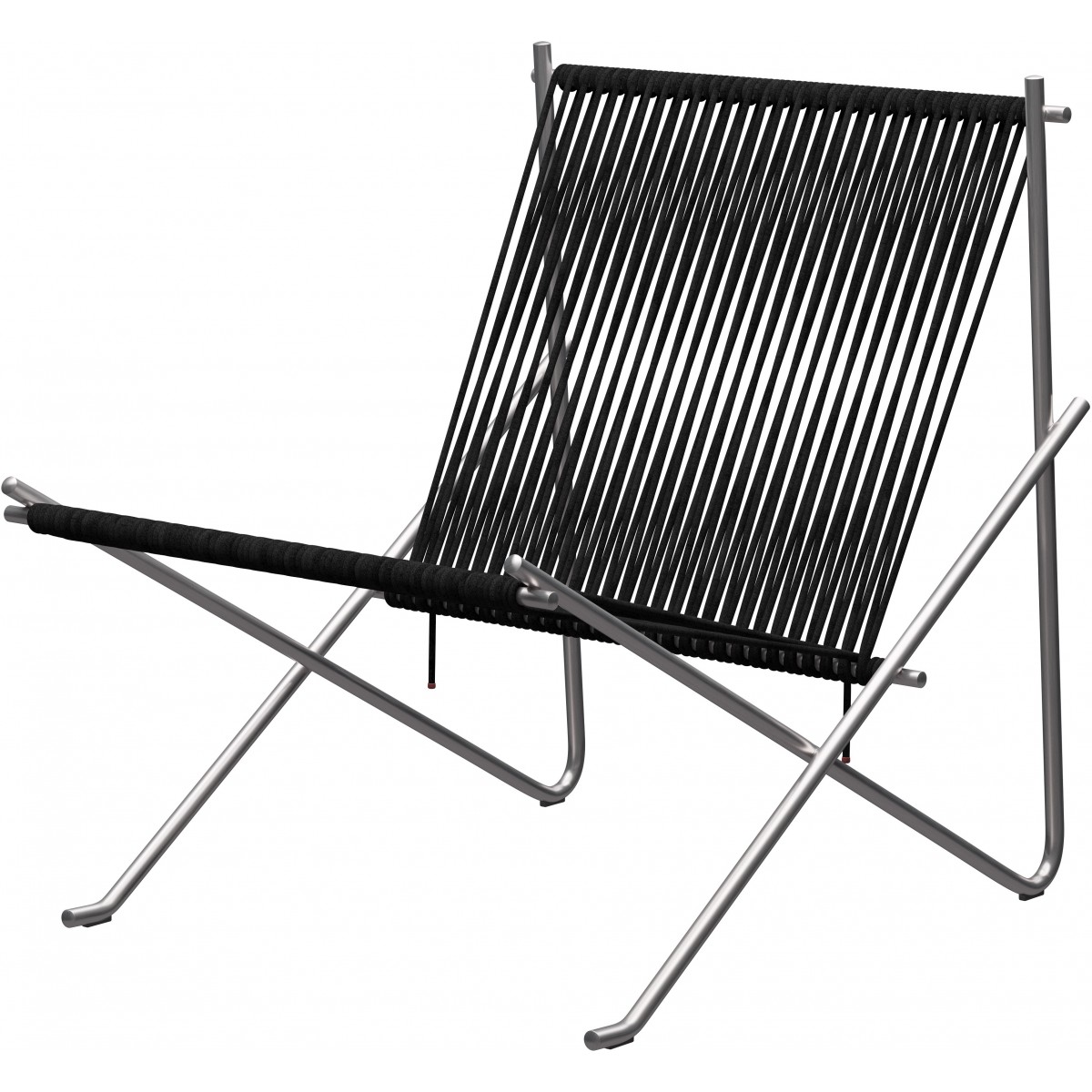 PK4 Lounge chair – Black steel stainless Brushed 