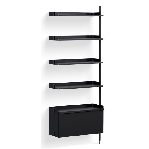 Black Shelves + Black Anodised Aluminium Profiles – Pier System 120 - HAY