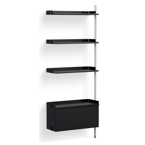 Black Shelves + Anodised Aluminium Profiles – Pier System 130 - HAY