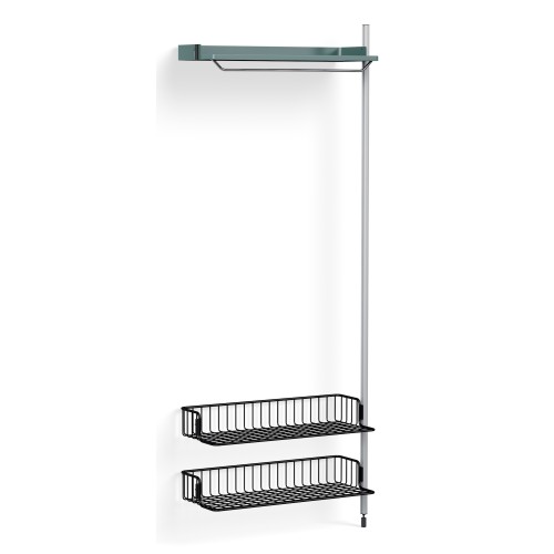 Pier System 1010 – PS Blue Shelf + Anthracite Wire Shelves + Anodised Aluminium Profiles - HAY