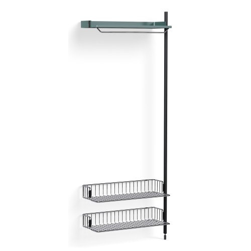 Pier System 1010 – PS Blue Shelf + Chromed Wire Shelves + Black Anodised Aluminium Profiles - HAY