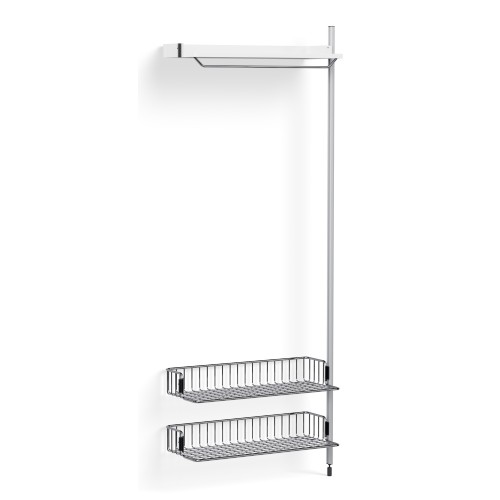 Pier System 1010 – PS White Shelf + Chromed Wire Shelves + Anodised Aluminium Profiles - HAY