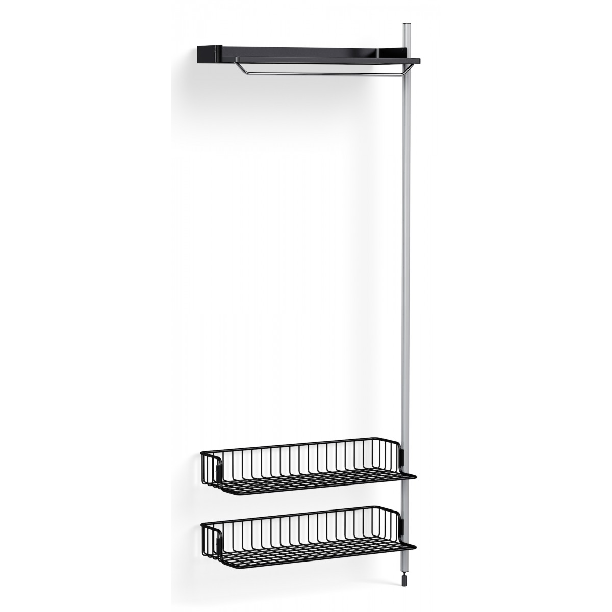 Pier System 1010 – PS Black Shelf + Anthracite Wire Shelves + Anodised Aluminium Profiles