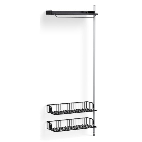 Pier System 1010 – PS Black Shelf + Anthracite Wire Shelves + Anodised Aluminium Profiles - HAY