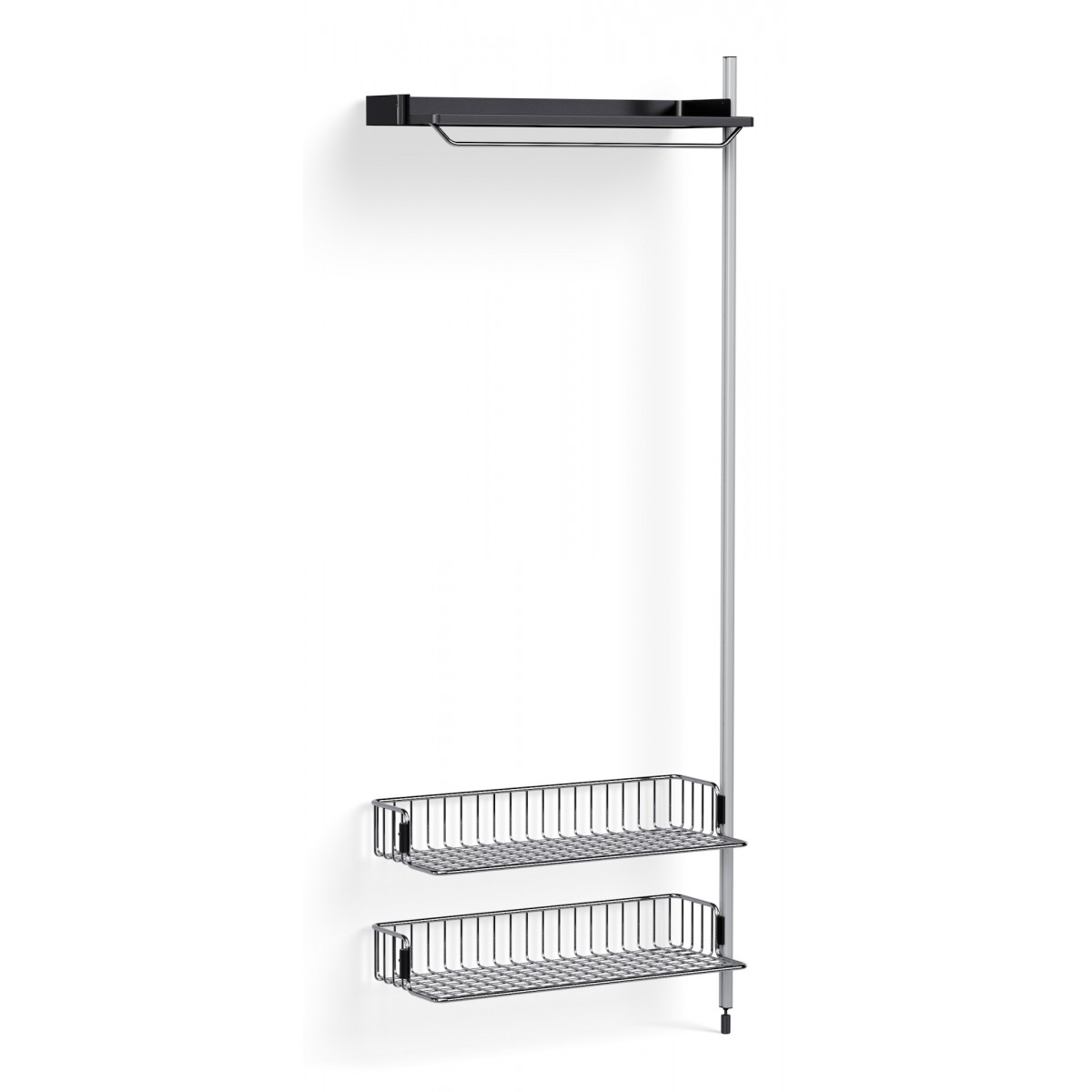 Pier System 1010 – Étagère Noir PS + Grilles Chrome + Montants Aluminium anodisé