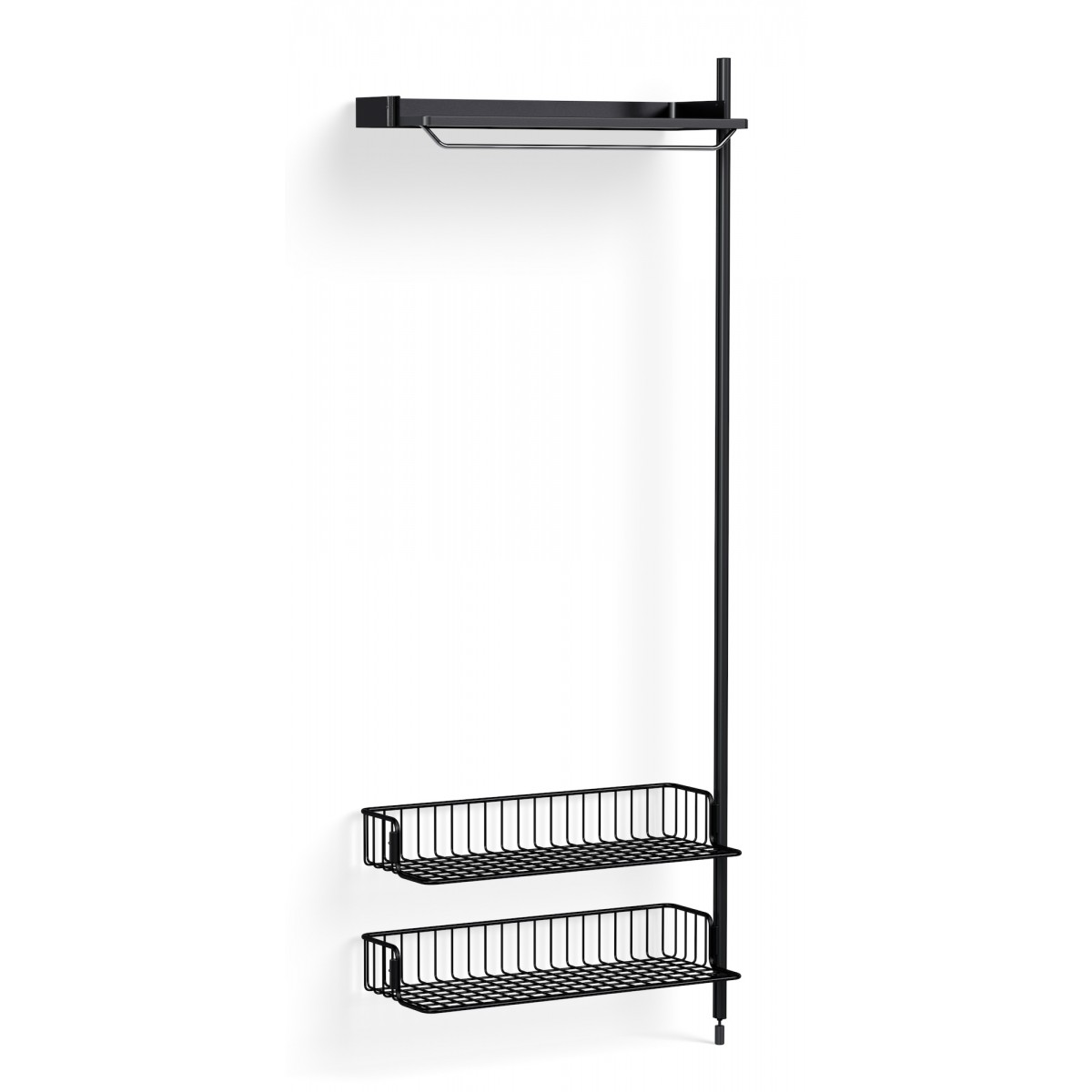 Pier System 1010 – PS Black Shelf + Anthracite Wire Shelves + Black Anodised Aluminium Profiles