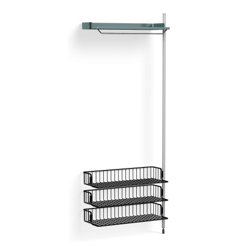 Pier System 1020 – PS Blue Shelf + Anthracite Wire Shelves + Anodised Aluminium Profiles - HAY