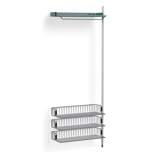 Pier System 1020 – PS Blue Shelf + Chromed Wire Shelves + Anodised Aluminium Profiles - HAY