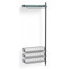 Pier System 1020 – PS Blue Shelf + Chromed Wire Shelves + Black Anodised Aluminium Profiles