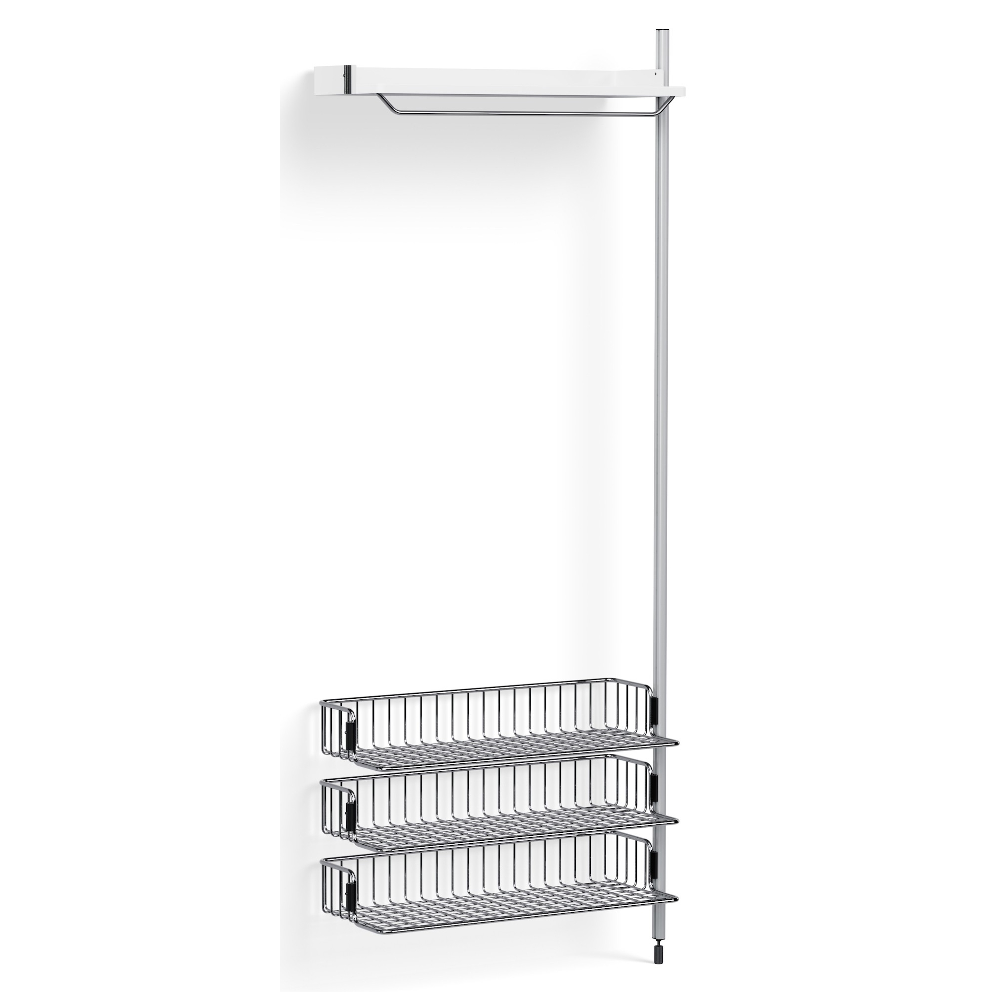 Pier System 1020 – Étagère Blanc PS + Grilles Chrome + Montants Aluminium anodisé - HAY