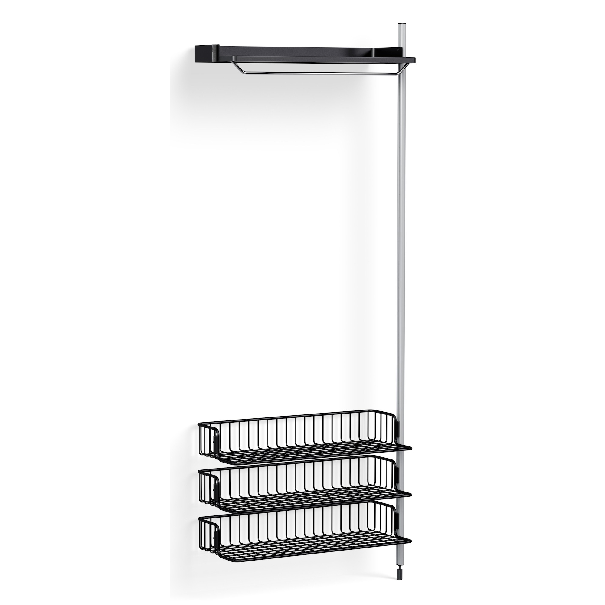 Pier System 1020 – PS Black Shelf + Anthracite Wire Shelves + Anodised Aluminium Profiles - HAY