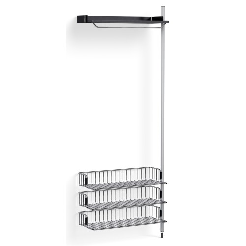 Pier System 1020 – PS Black Shelf + Chromed Wire Shelves + Anodised Aluminium Profiles - HAY